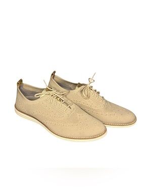 Cole Haan OriginalGrand Stitchlite Wingtip Oxford Womens 10B Beige Knit Gold